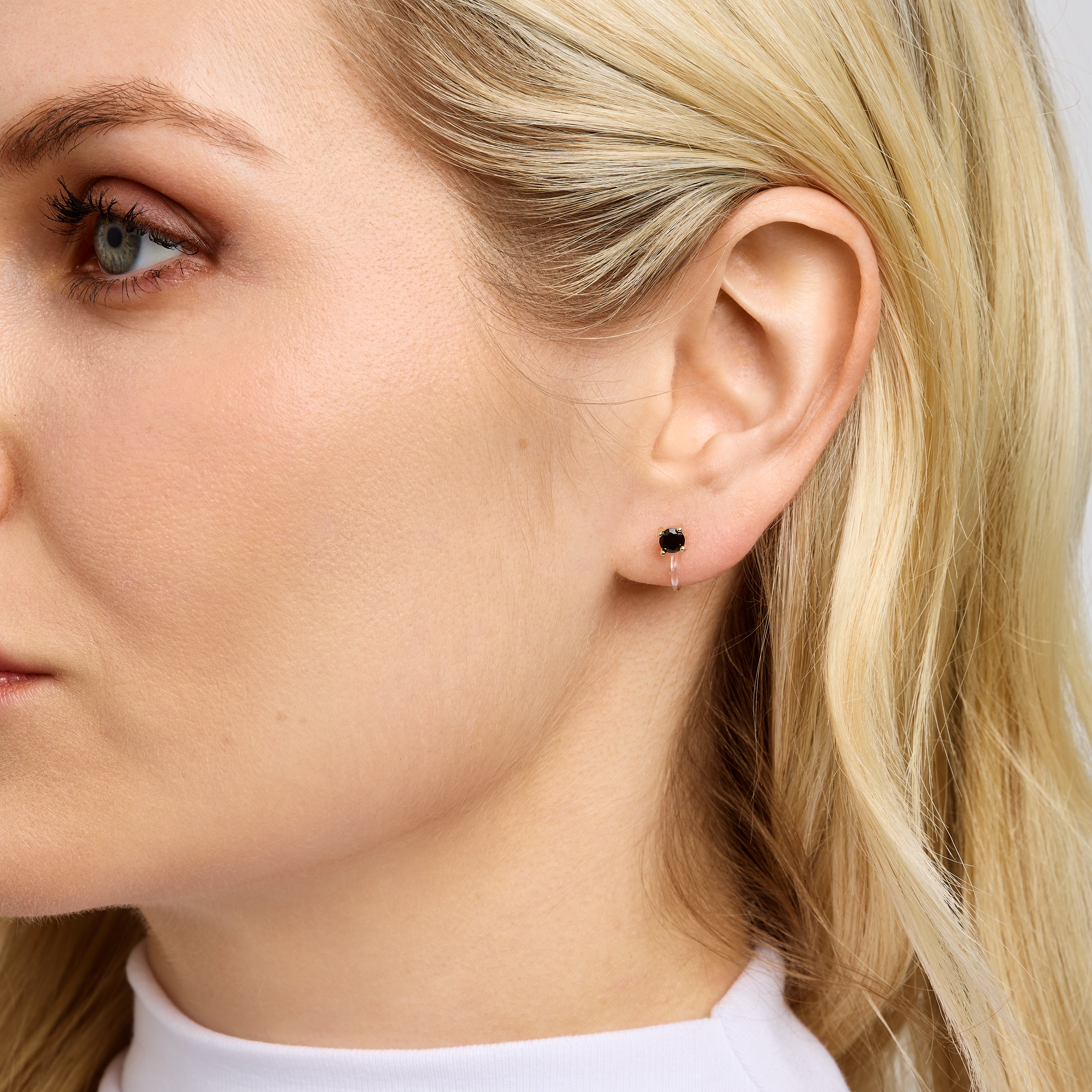 Mini Stud Clip On Earrings in Gold and Black