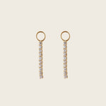 Image of the Pavé Bar Hoop Charms are made with high-quality materials, including 18K gold plating over 925 Sterling Silver. These charms are both non-tarnish and water resistant. The perfect combination of style and durability.