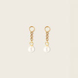 Image of the Pearl Dangle Hoop Charms are made with high-quality materials, including 18K gold plating over 925 Sterling Silver. These charms are both non-tarnish and water resistant. The perfect combination of style and durability.