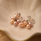 Lavender Pearl Clip On Earrings in Silver