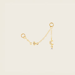 Image of the Single Celestial Hoop Chain are made with high-quality materials, including 18K gold plating over 925 Sterling Silver. These charms are both non-tarnish and water resistant. The perfect combination of style and durability.
