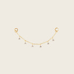 Image of the Single Triangle Charm Hoop Chain are made with high-quality materials, including 18K gold plating over 925 Sterling Silver. These charms are both non-tarnish and water resistant. The perfect combination of style and durability.