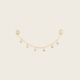 Image of the Single Triangle Charm Hoop Chain are made with high-quality materials, including 18K gold plating over 925 Sterling Silver. These charms are both non-tarnish and water resistant. The perfect combination of style and durability.