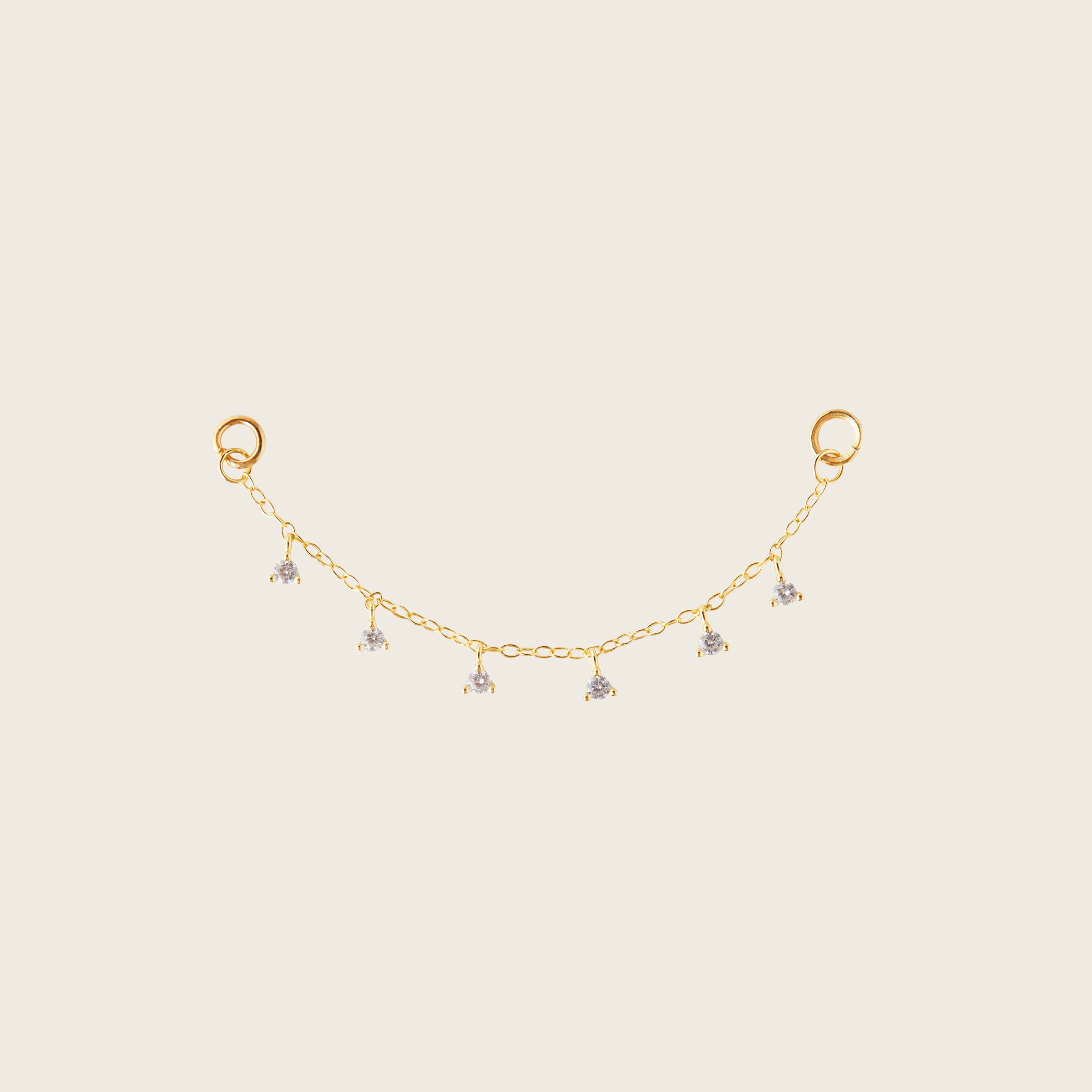 Image of the Single Triangle Charm Hoop Chain are made with high-quality materials, including 18K gold plating over 925 Sterling Silver. These charms are both non-tarnish and water resistant. The perfect combination of style and durability.