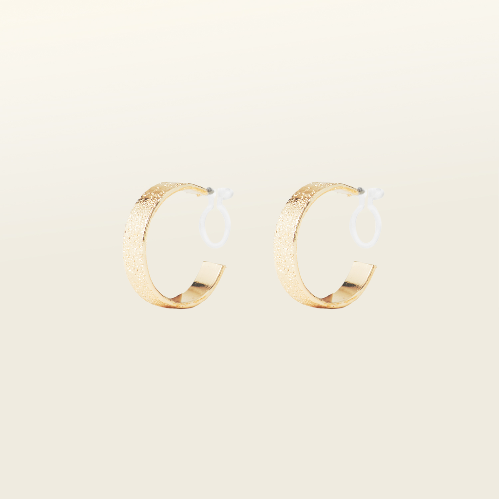 Speckled Hoop Clip On Earrings in Gold