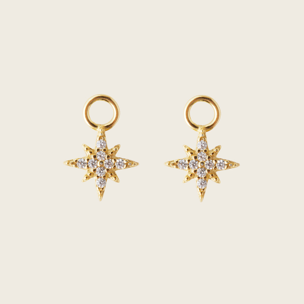 Image of the Star Hoop Charms in Gold are made with high-quality materials, including 18K gold plating over 925 Sterling Silver. These charms are both non-tarnish and water resistant. The perfect combination of style and durability.