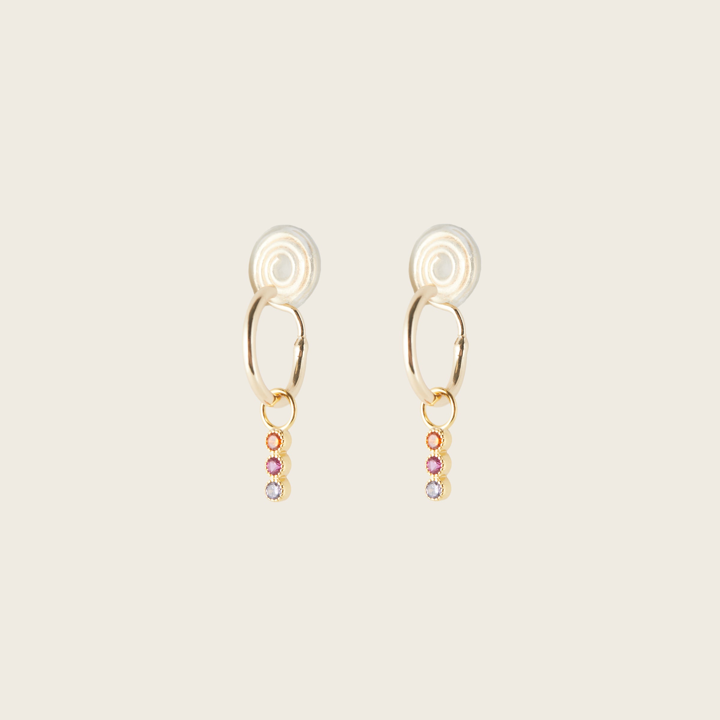 Image of the Sunset Hoop Charms are made with high-quality materials, including 18K gold plating over 925 Sterling Silver. These charms are both non-tarnish and water resistant. The perfect combination of style and durability.