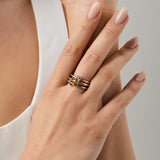 Trio Interlocked Ring in Silver with Gold