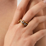 Trio Interlocked Ring in Gold with Silver