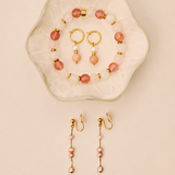 June Pearl Clip On Earrings in Gold