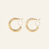 Ribbed Hoop Clip On Earrings in Gold