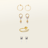 White and Gold Ear Stack Set