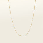 Image of the Elena Pearl Necklace is adjustable and crafted from Freshwater Pearls, 18K Gold Plated Stainless Steel, and is waterproof and hypoallergenic. Each pearl may vary slightly in size and colour due to its natural characteristics.