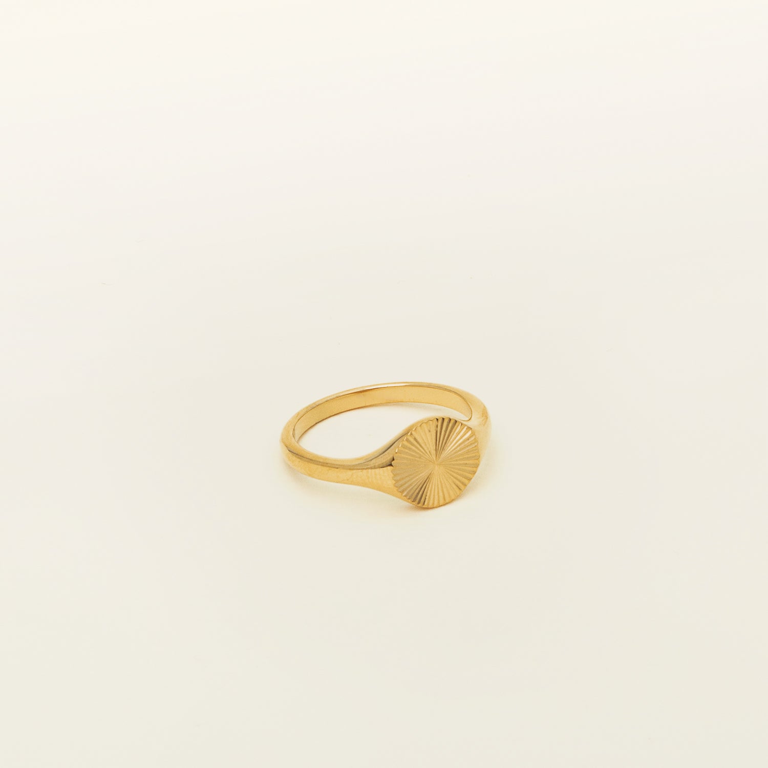 Image of the Sunbeam Ring is crafted out of 18K Gold Plated Stainless Steel, providing a non-tarnishing and water-resistant material. Please note, this ring is sold as a single item.