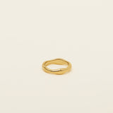Image of the Organic Wave Ring offers no ability to adjust and is a single item comprised of 18K Gold Plated Stainless Steel, making it non-tarnish and water resistant.